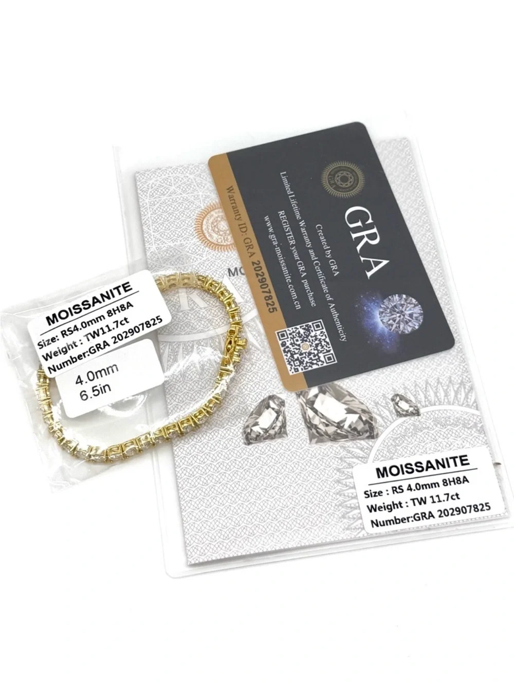 18K Gold Plated, 11.7CTW Moissanite Tennis Bracelet